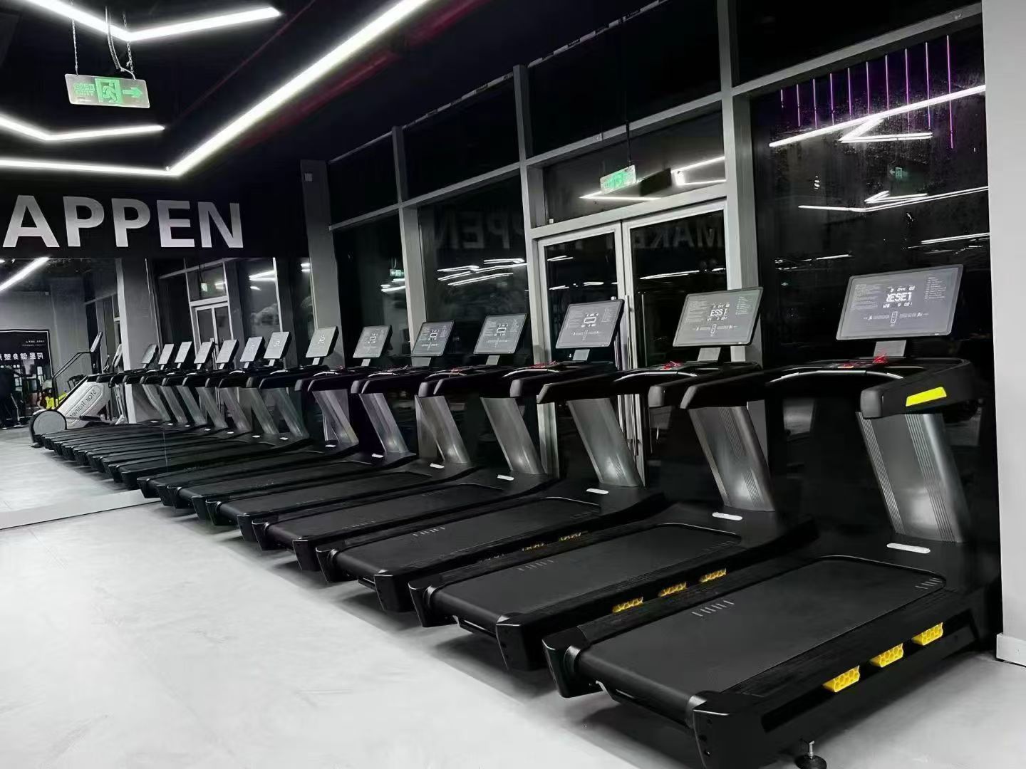 Commercial gym with treadmills
